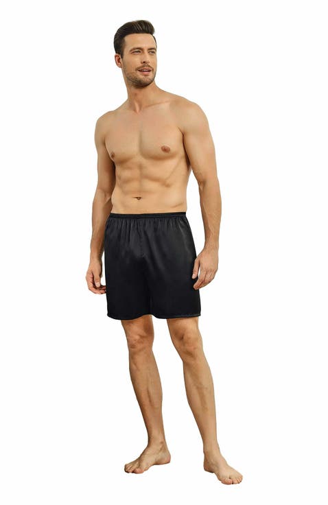 Pure Silk Solid Color Mens Lounge Shorts