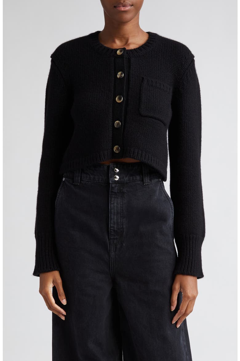 Lavan Cashmere Crop Cardigan, Main, color, BLACK