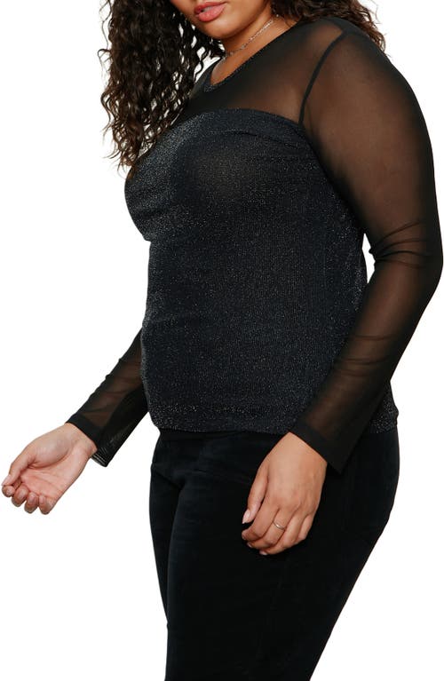 Sanctuary Sparkle Mesh Tee In Brown