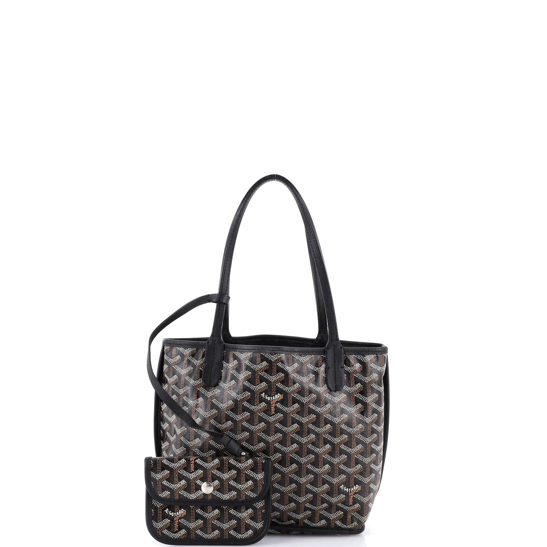 Pre-Owned Goyard Anjou Reversible Tote Coated Canvas Mini, Alternate, color, Black