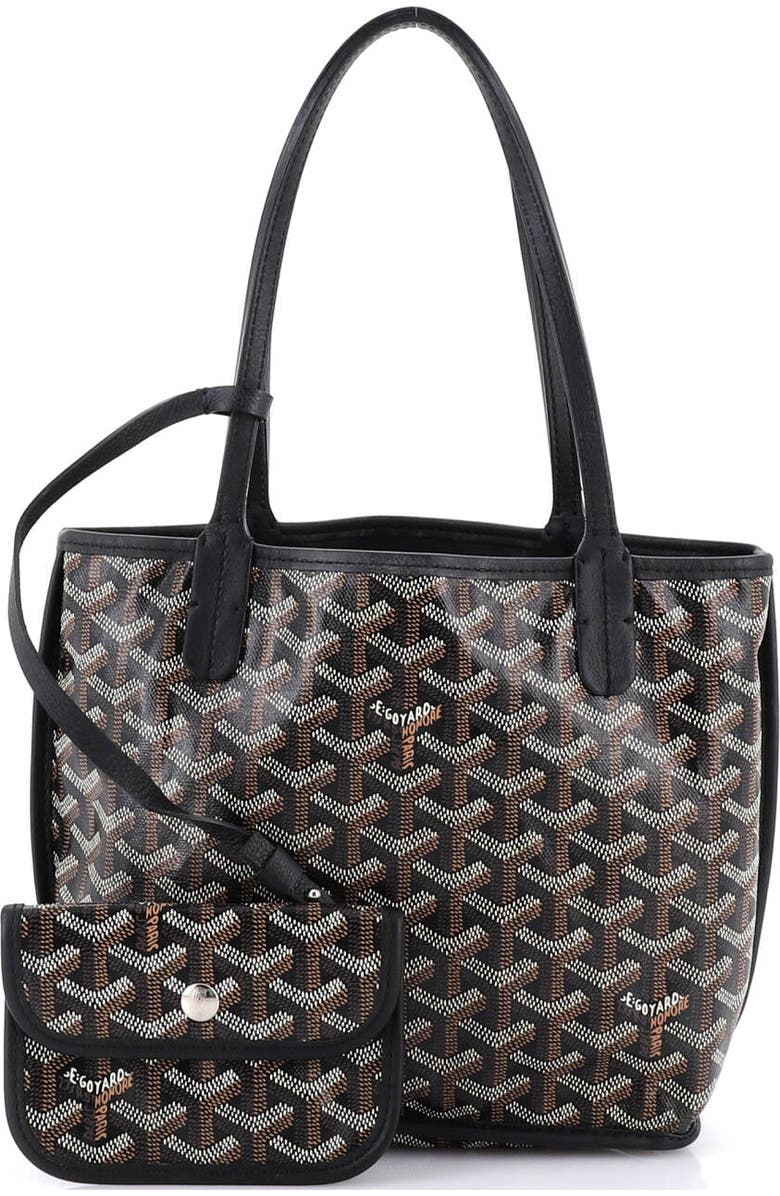 Pre-Owned Goyard Anjou Reversible Tote Coated Canvas Mini, Alternate, color, Black
