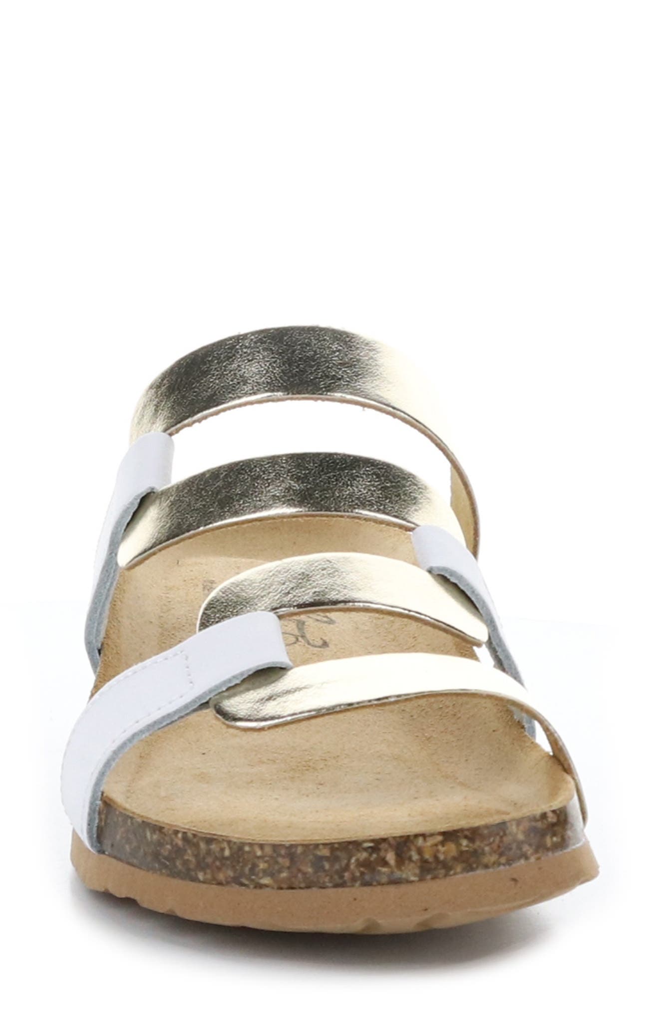 Luzzie Wedge Slide Sandal, Alternate, color, WHITE/ PLATINUM CRUST METALLIC