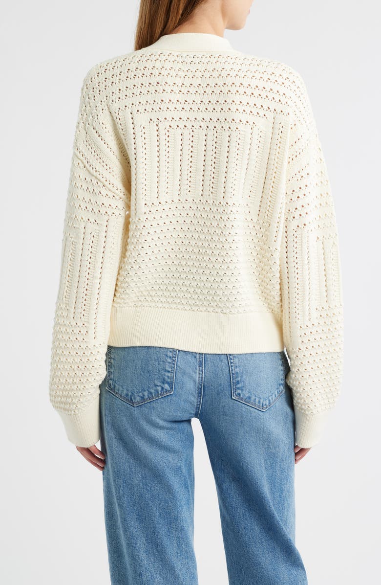 Rails Geneva Cotton Cardigan, Alternate, color, Ivory Patchwork Pointelle