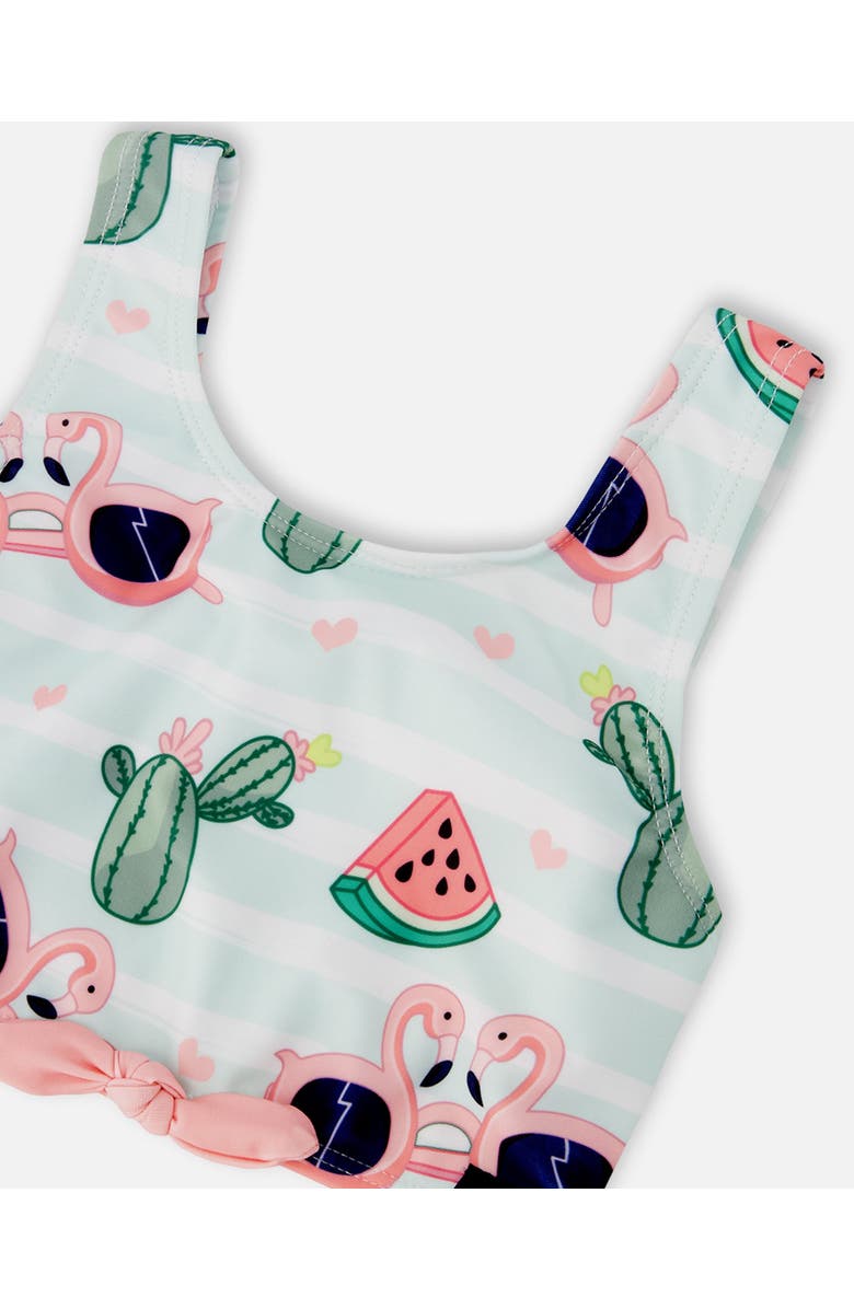 Deux par Deux Two-Piece Flamingo and Cactus Swimsuit, Alternate, color, Blue Flamingo And Cactus Print