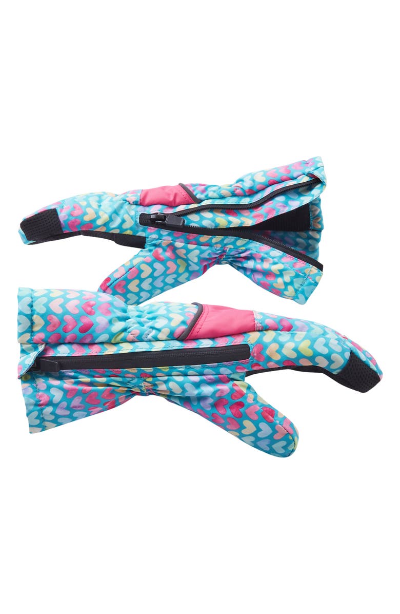 Andy & Evan Kids' Zip Gloves, Alternate, color, Aqua Hearts