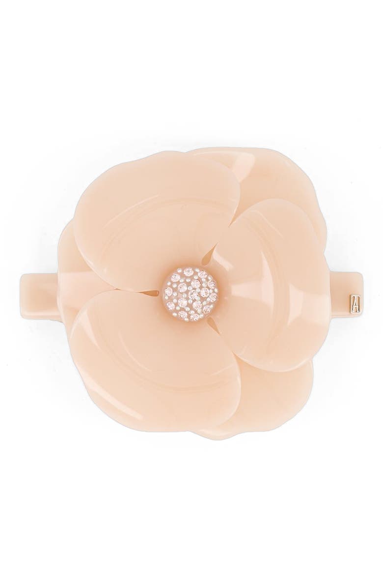 Alexandre de Paris Camelia acetate barette, Main, color, Beige