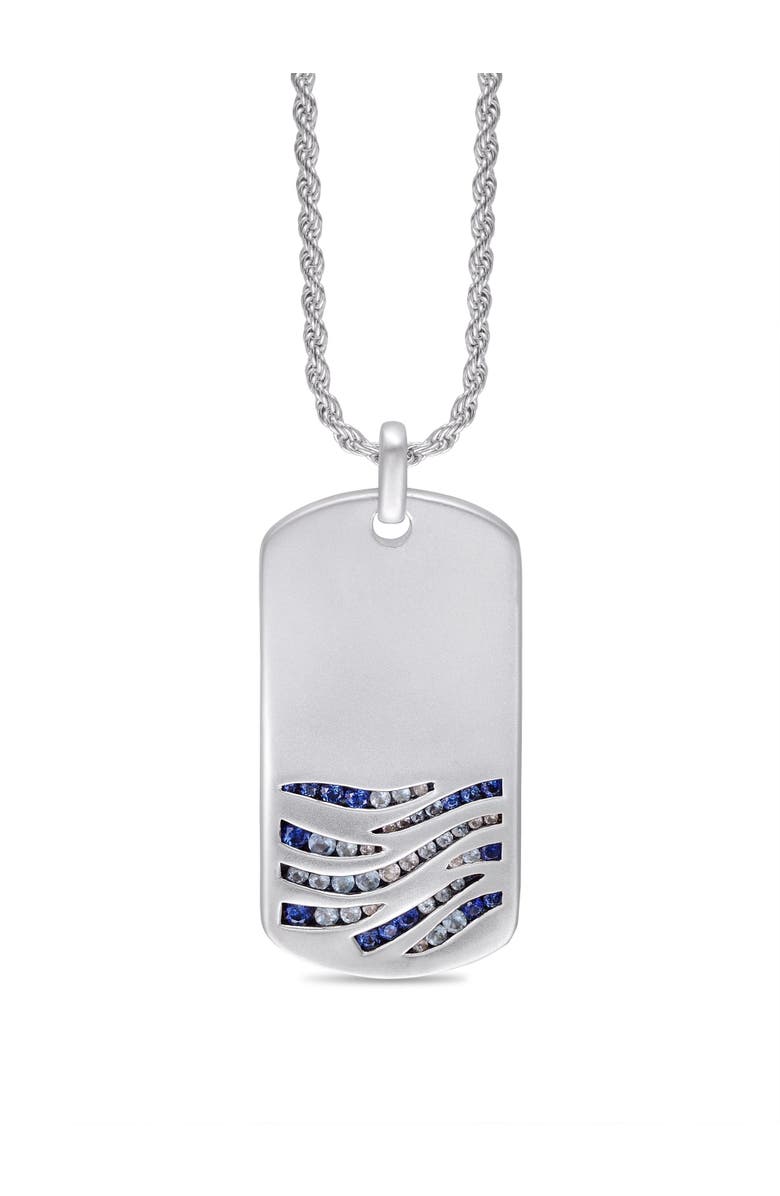 LuvMyJewelry Deep Blue Sea Sapphire & Topaz Silver Tag Necklace, Main, color, Silver