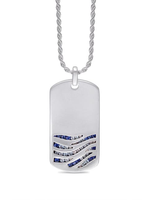 Deep Blue Sea Sapphire & Topaz Silver Tag Necklace
