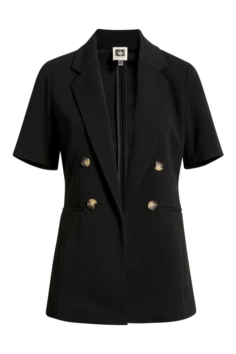 Short Sleeve Double Breasted Jacket, Alternate, color, ANNE BLACK
