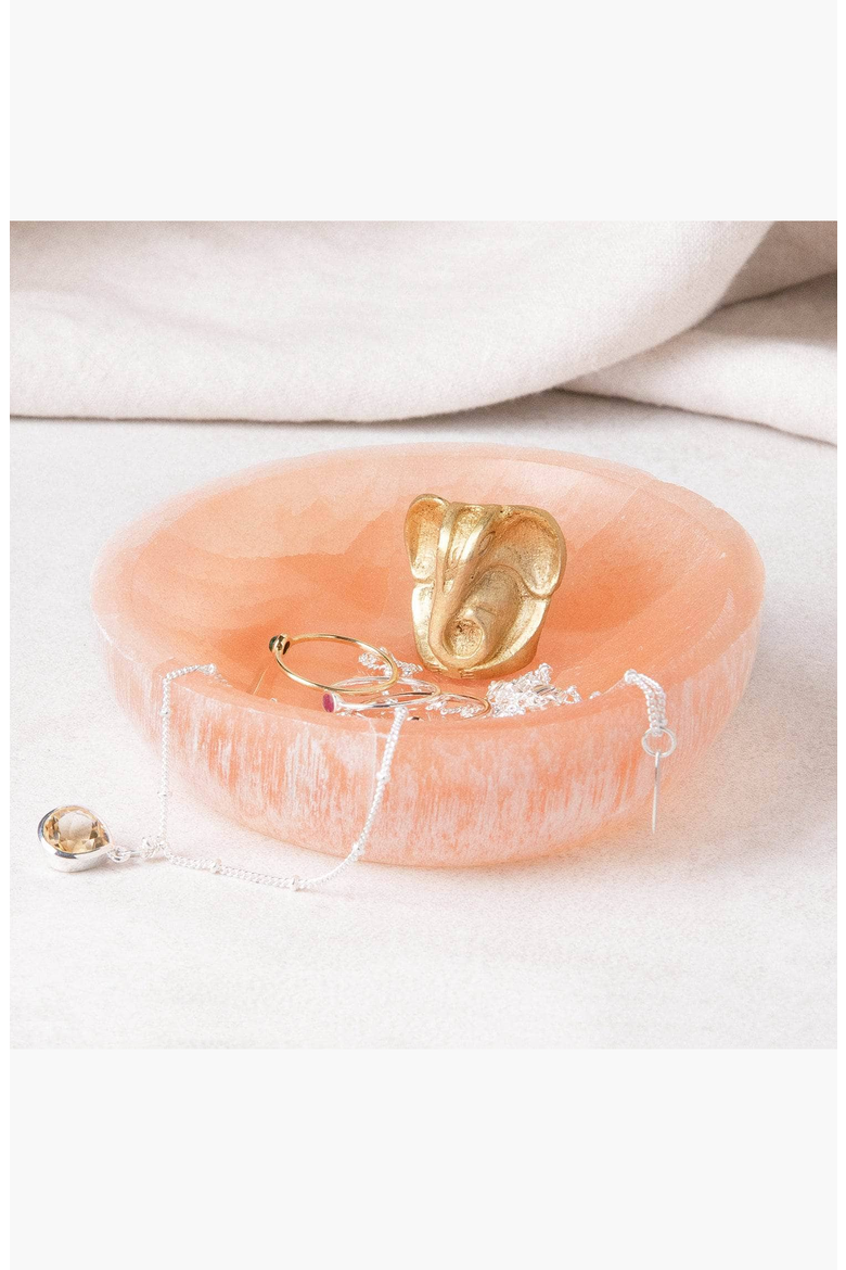 Peach Selenite Crystal Recharging Bowl, Alternate, color, Peach
