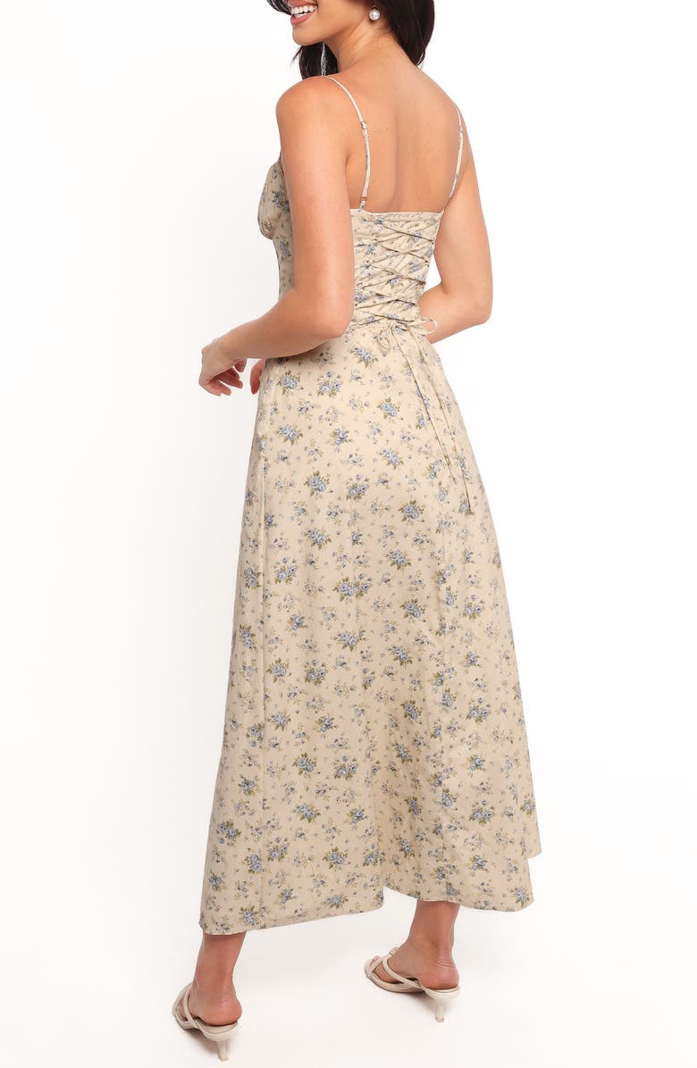 Petal & Pup Tiarna Lace Up Back Sleeveless Maxi Dress, Alternate, color, Blue Floral