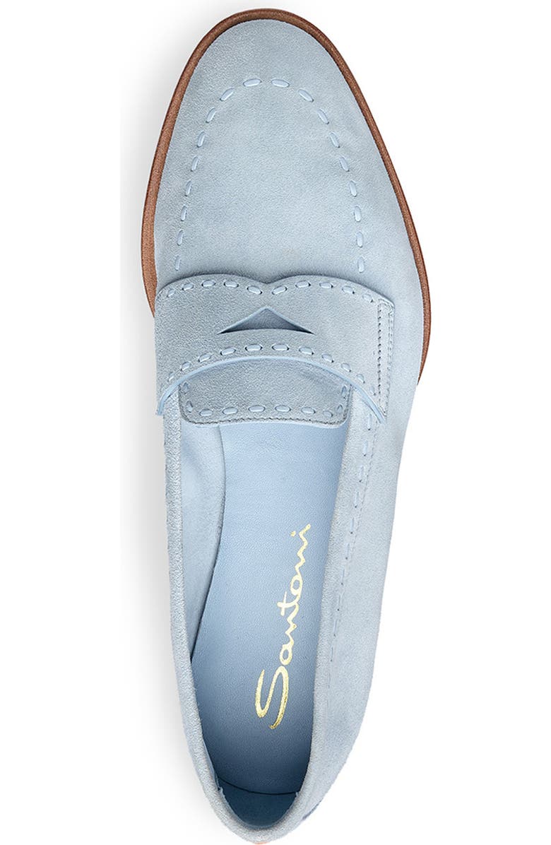 Santoni Women's Suede Penny Loafer, Alternate, color, Blue