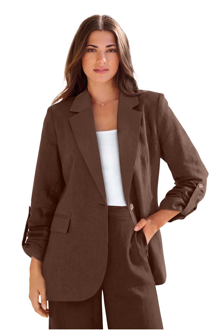Linen Blazer, Main, color, RICH BROWN