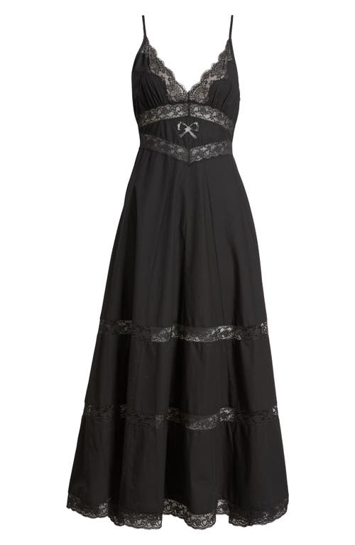 Loveshackfancy Catryn Lace Inset Cotton Slipdress In Black