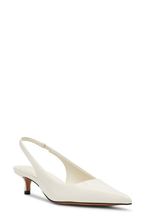 Steve Madden Kittie Slingback Pointed Toe Kitten Heel Pump In Bone Patent
