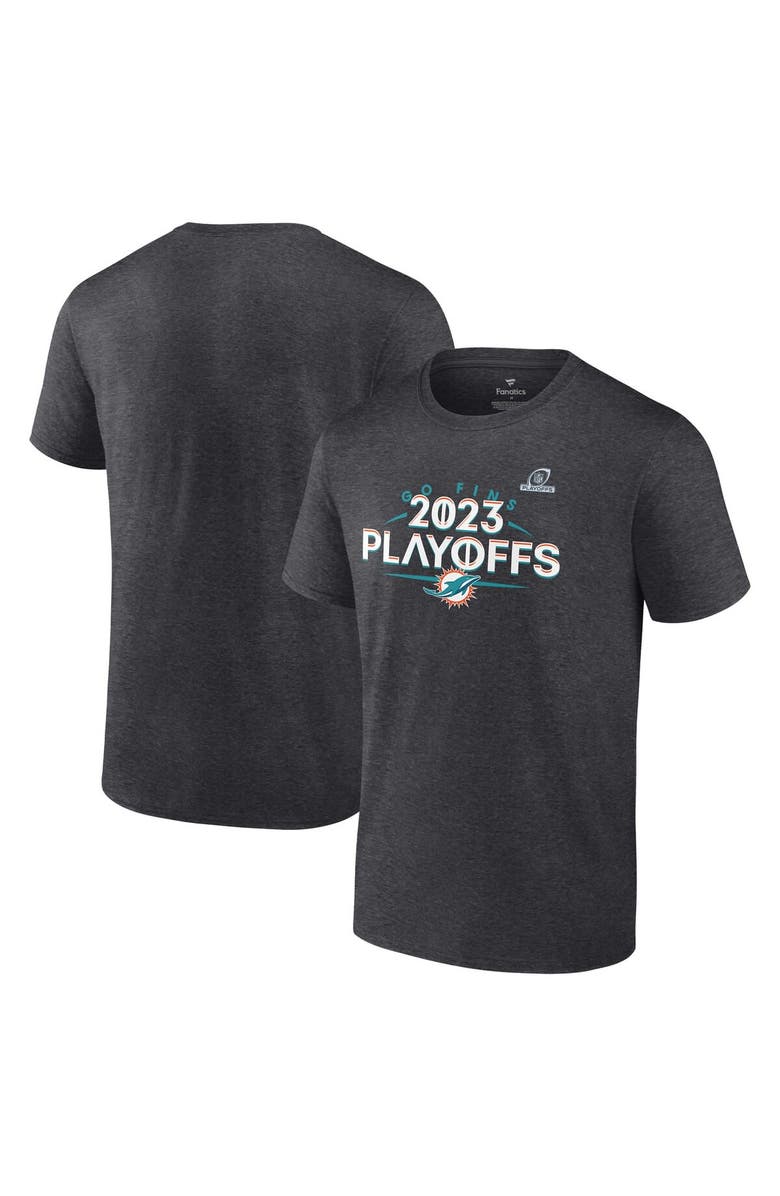 FANATICS Men's Fanatics Branded Heather Charcoal Miami Dolphins 2023 NFL Playoffs T-Shirt, Alternate, color, 