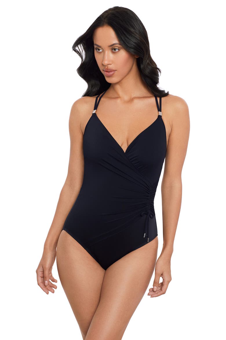 Celeste Cordon Bleu Underwire One-Piece Swimsuit, Alternate, color, BLACK