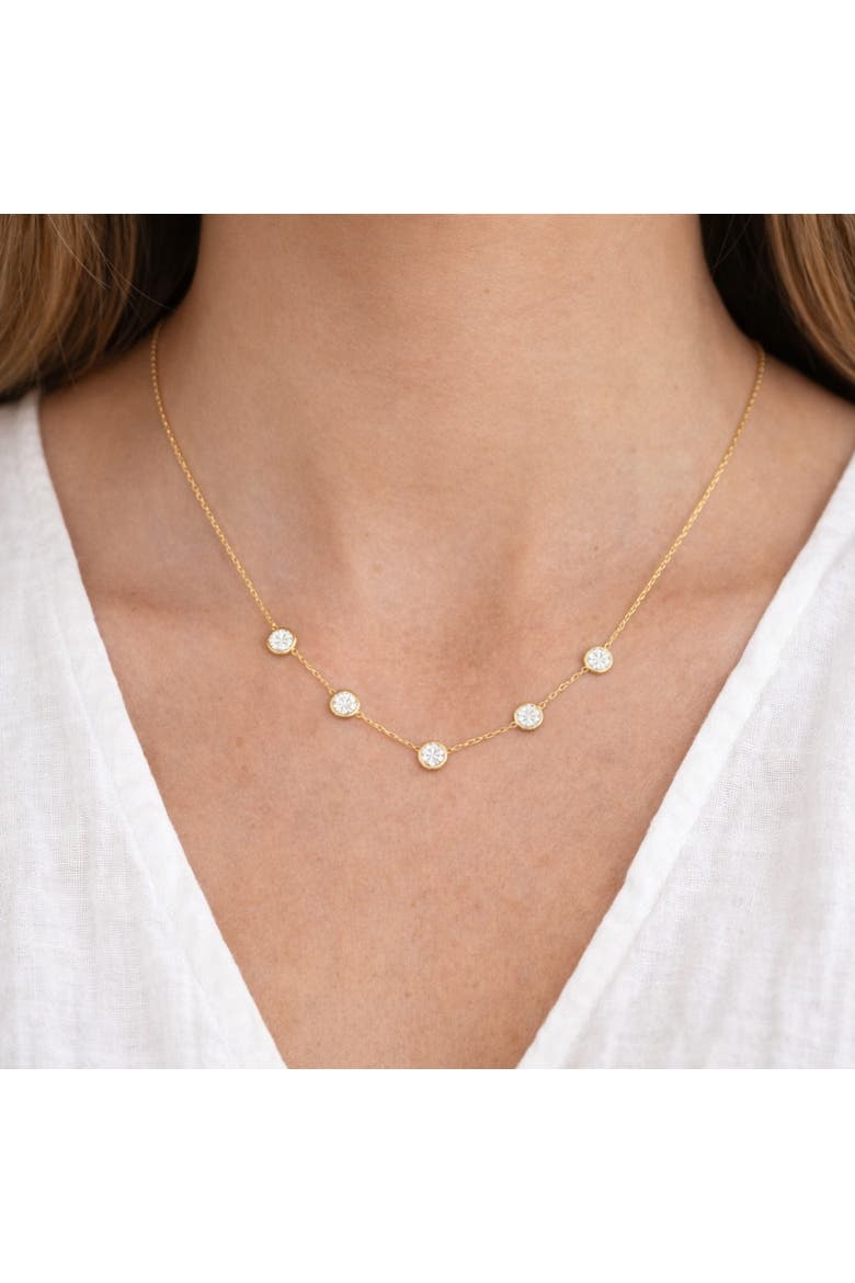 Crystal Bezel Station Necklace, Alternate, color, Gold