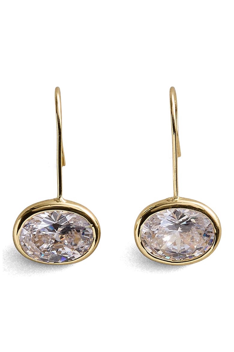 Fallon Bezel Drop Earrings, Main, color, CLEAR