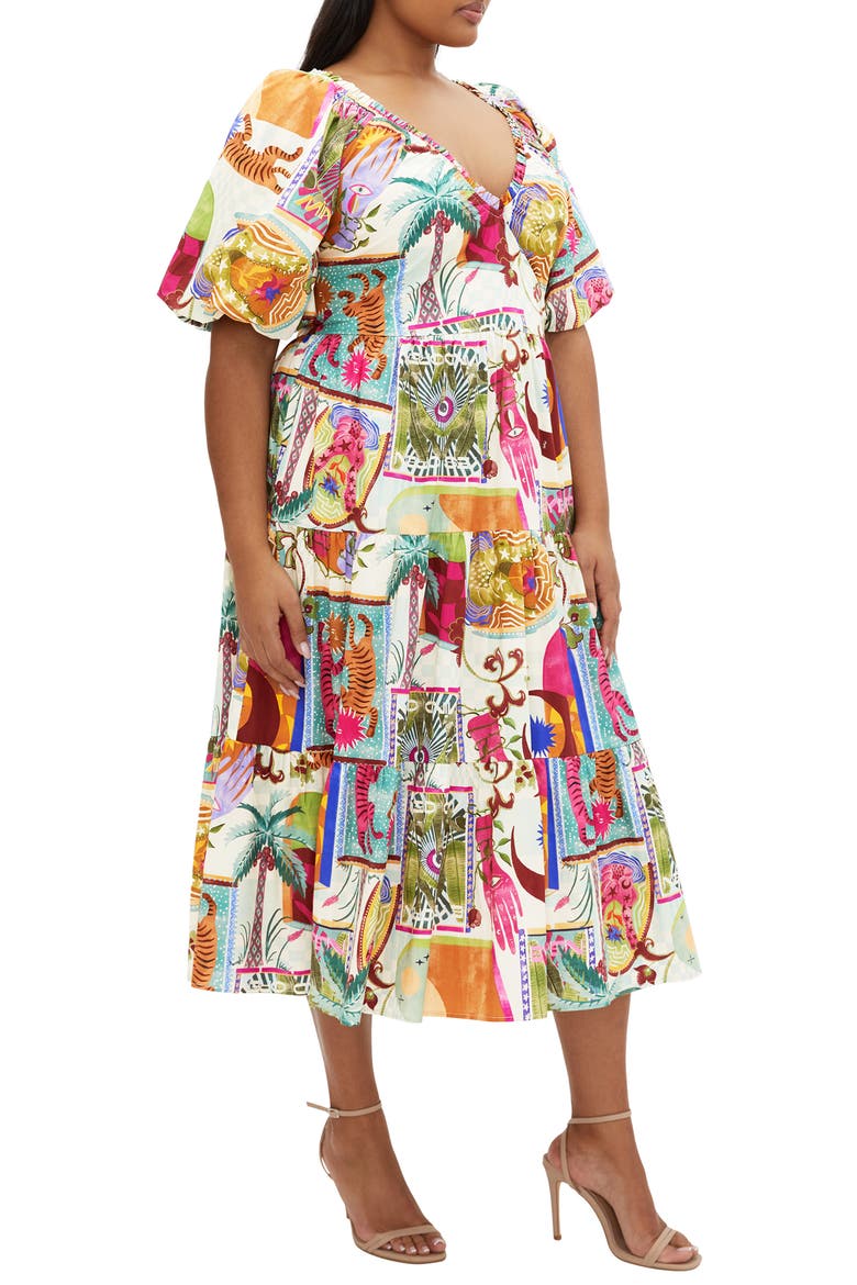 Simona Print Midi Dress, Alternate, color, DREAMSCAPE