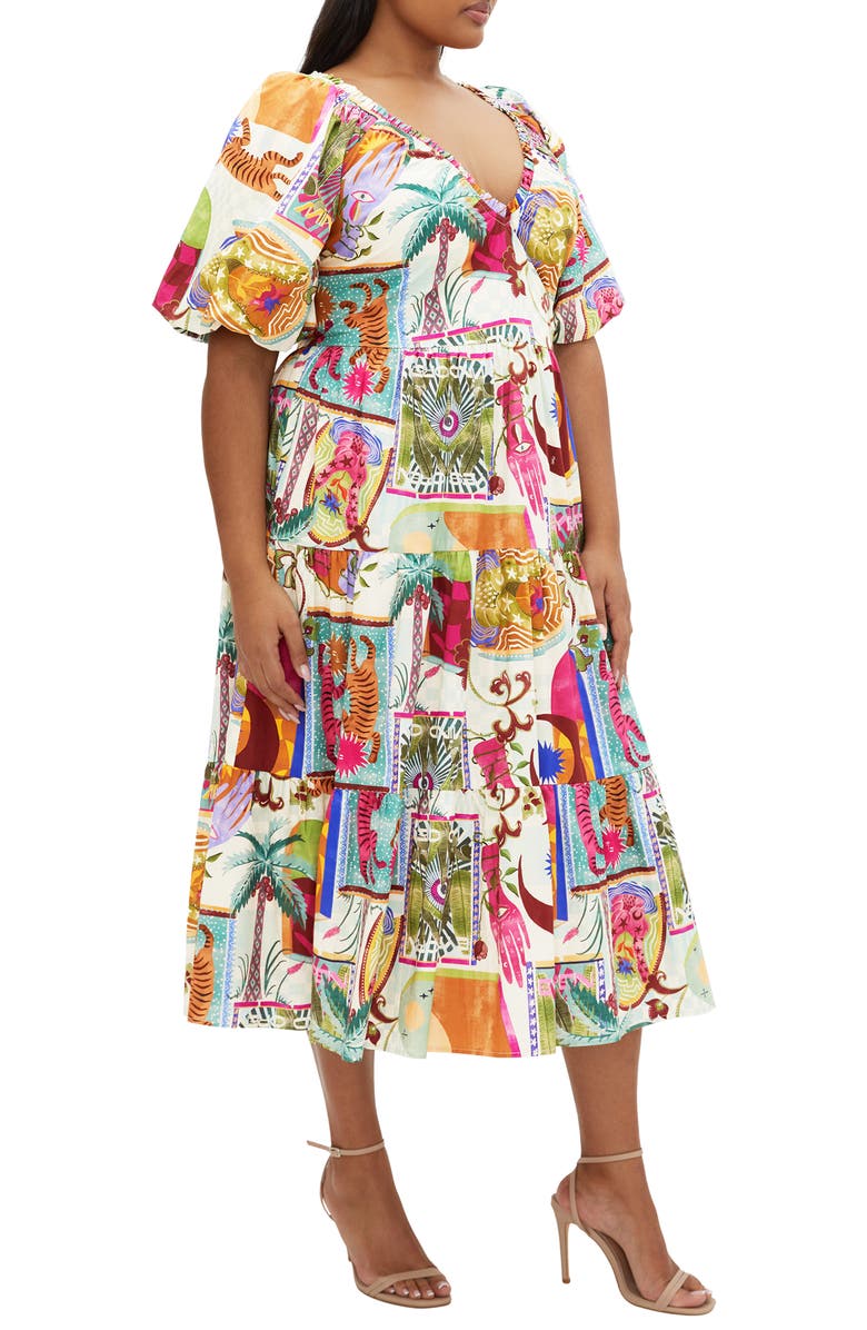 City Chic Simona Print Midi Dress, Alternate, color, Dreamscape