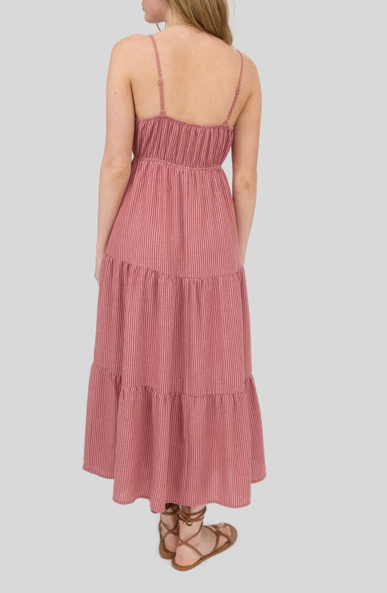 Blu Pepper Stripe Empire Waist Tiered Sundress, Alternate, color, Mauve