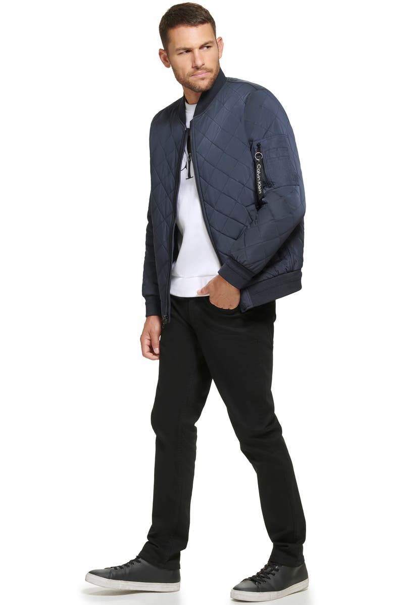 Calvin Klein Quilted Bomber Jacket, Alternate, color, True Navy