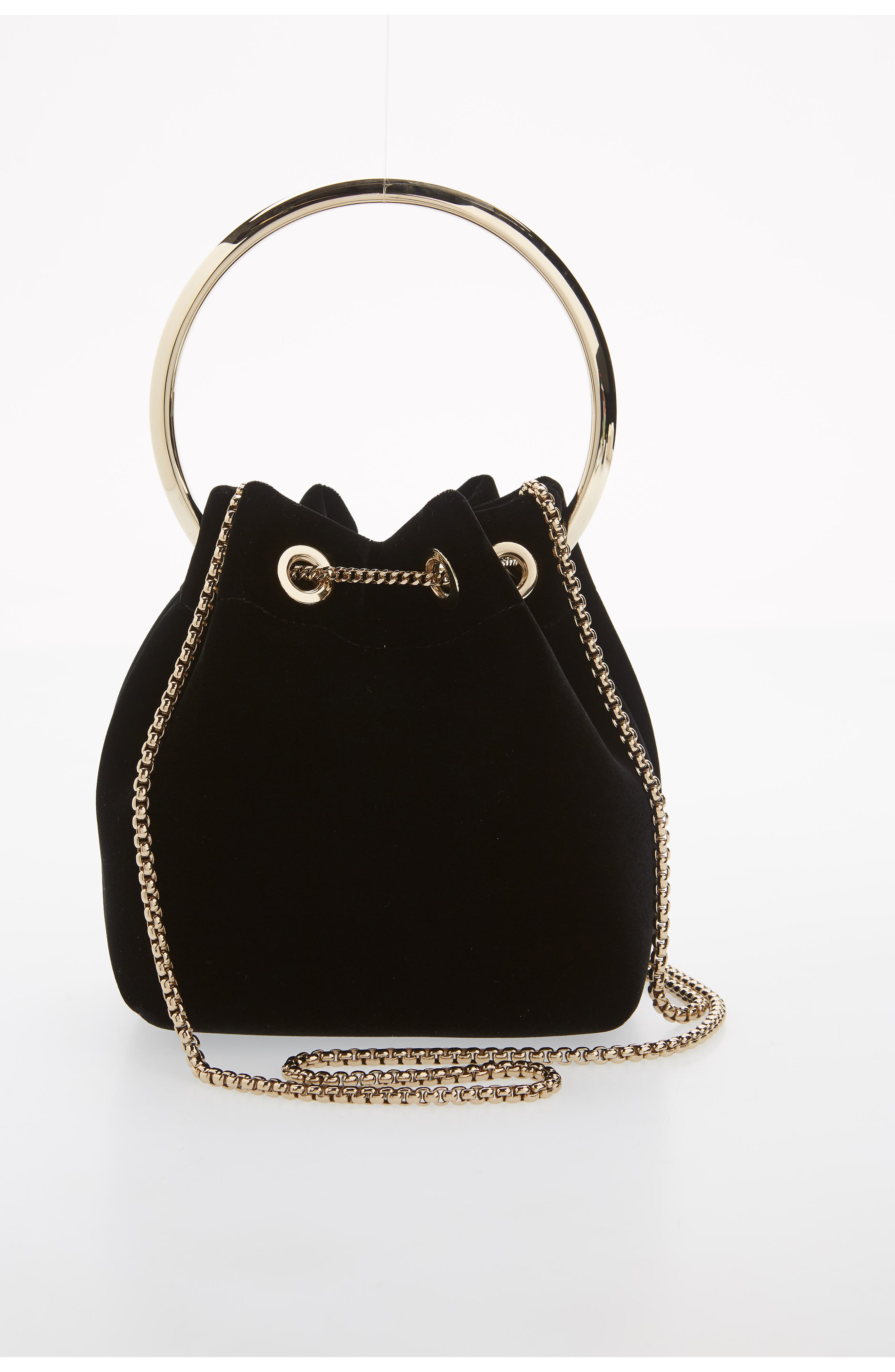 Jimmy Choo Bon Bon Bucket Bag, Alternate, color, Black