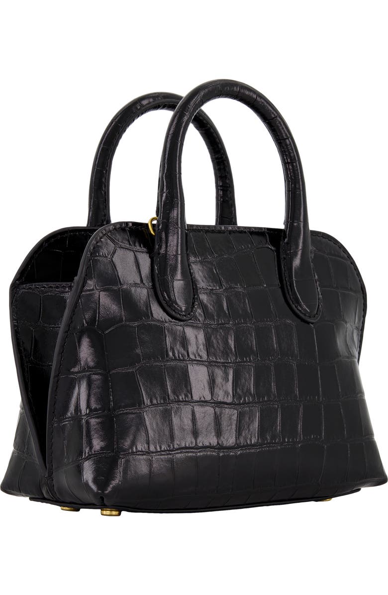 Vince Mini Delphine Croc Embossed Leather Top Handle Bag, Alternate, color, Black