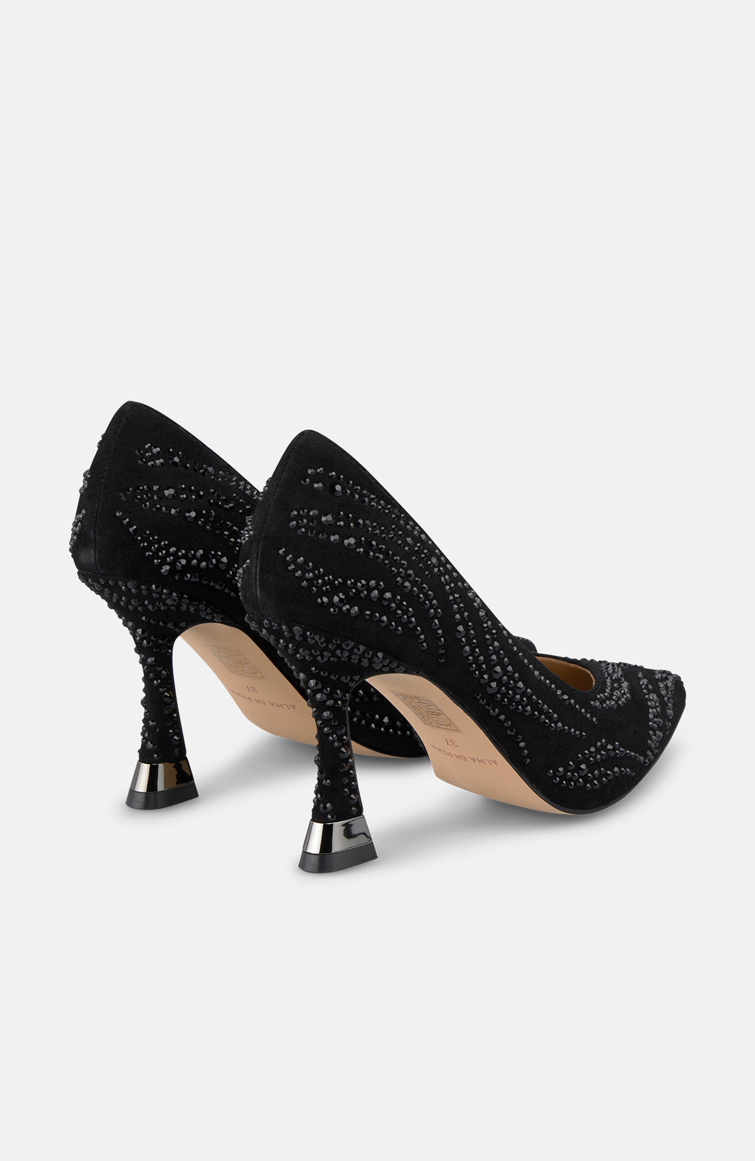 High Shoe Rhinestone Detail, Alternate, color, Black