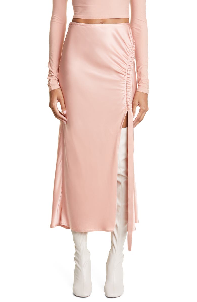 LAPOINTE Double Face Satin Skirt, Main, color, Dune