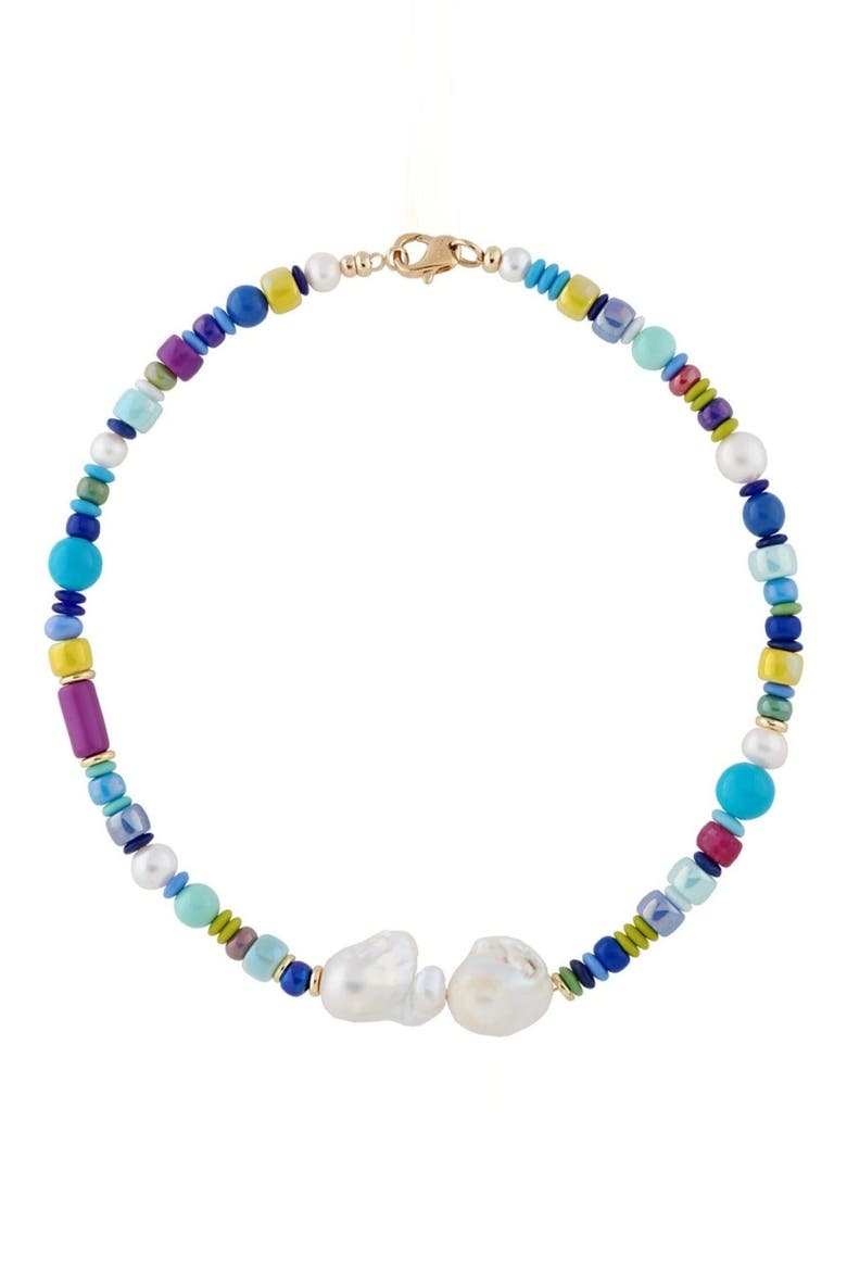 Mykonos Bead & Baroque Pearl Necklace, Main, color, PEARL