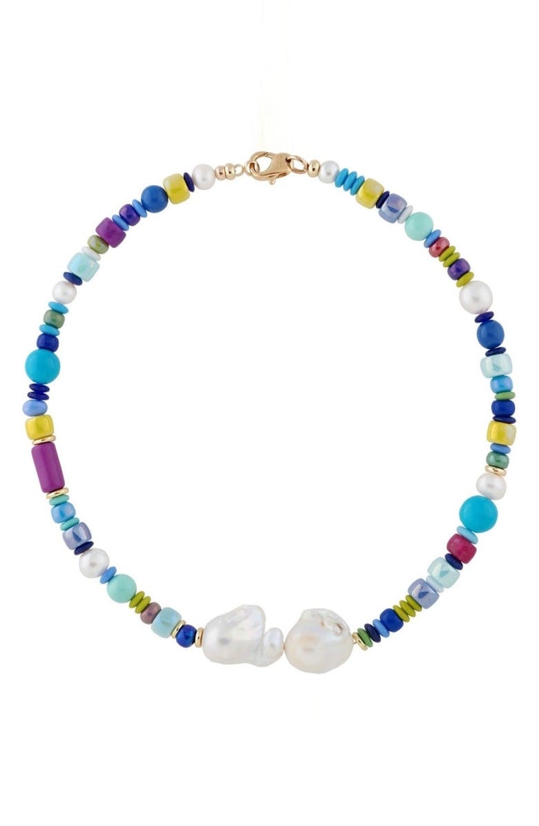 Martha Calvo Mykonos Bead & Baroque Pearl Necklace, Main, color, 