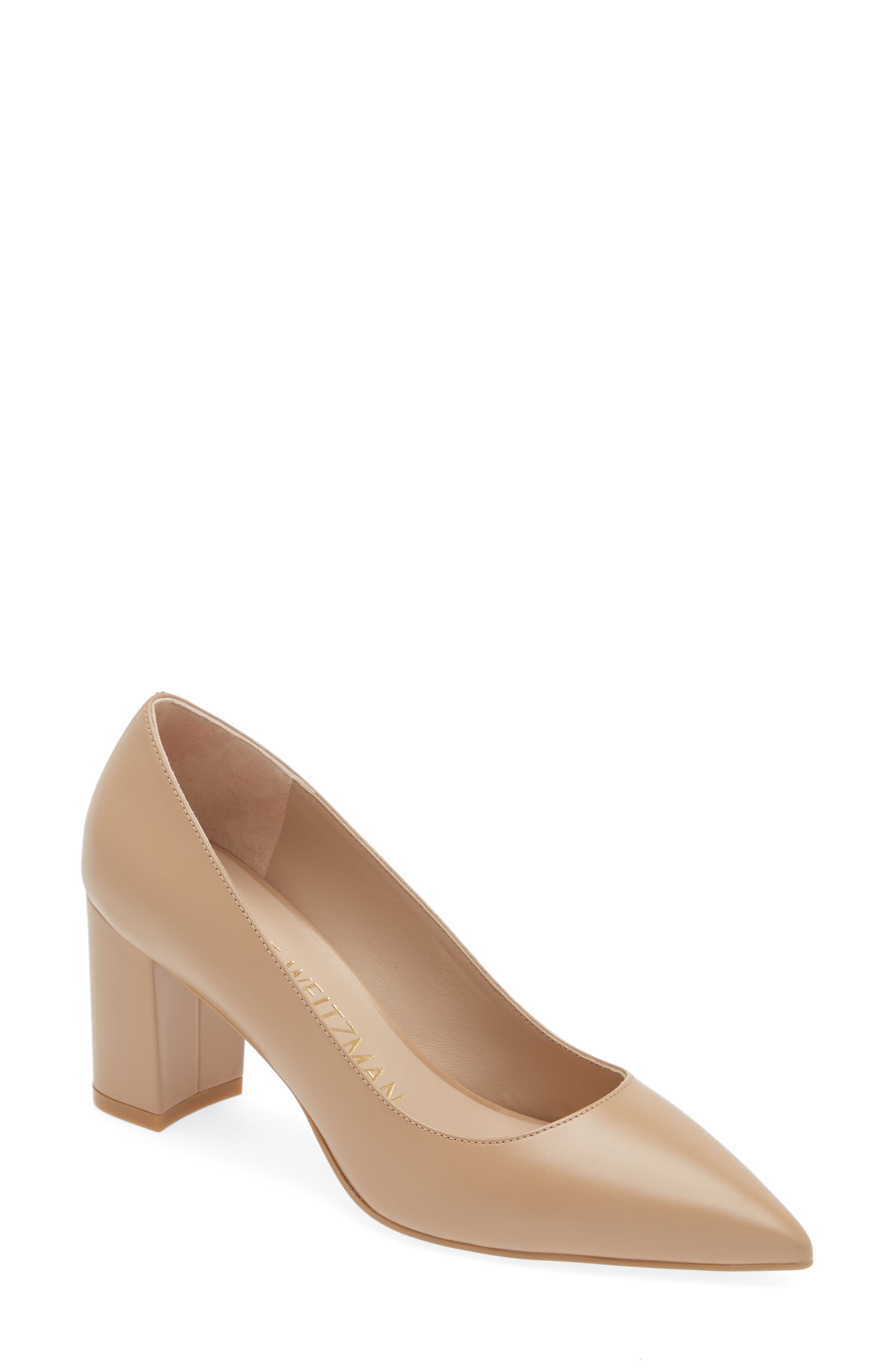 Stuart Weitzman Linsi 75 Block Pump, Main, color, Adobe