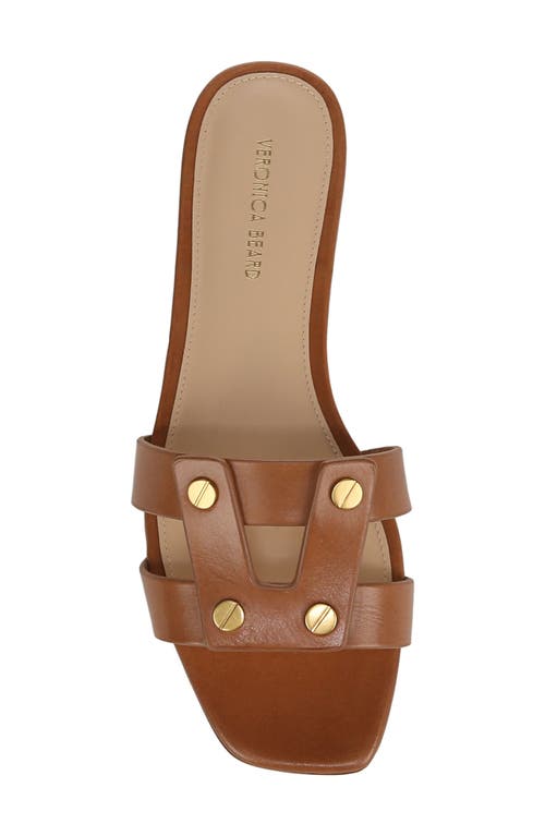 Veronica Beard Via Leather Flat Slide Sandals In Honey