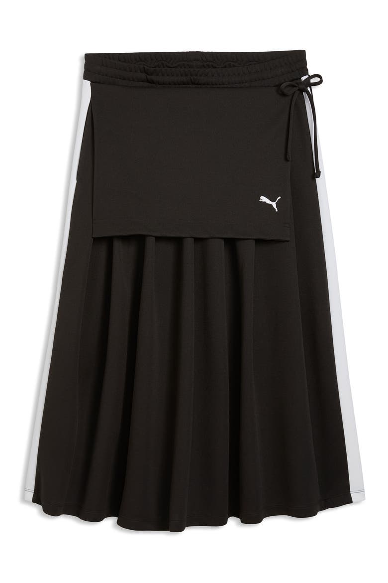 T7 Pleated Midi Skirt, Alternate, color, PUMA BLACK