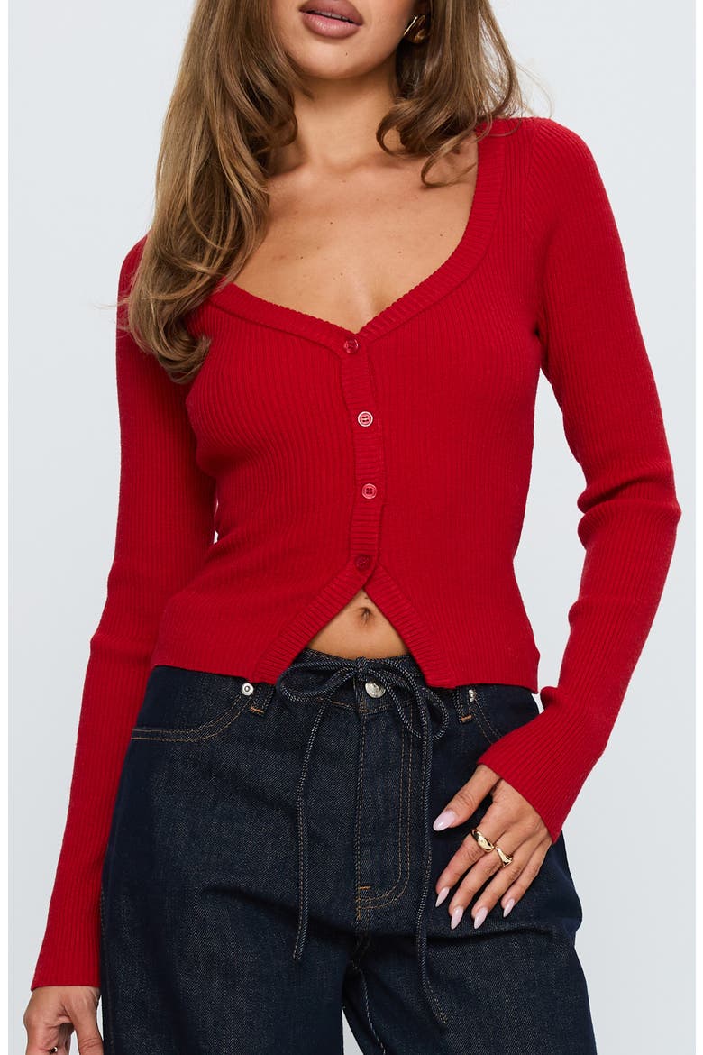 Sorenna Rib Cardigan, Main, color, RED