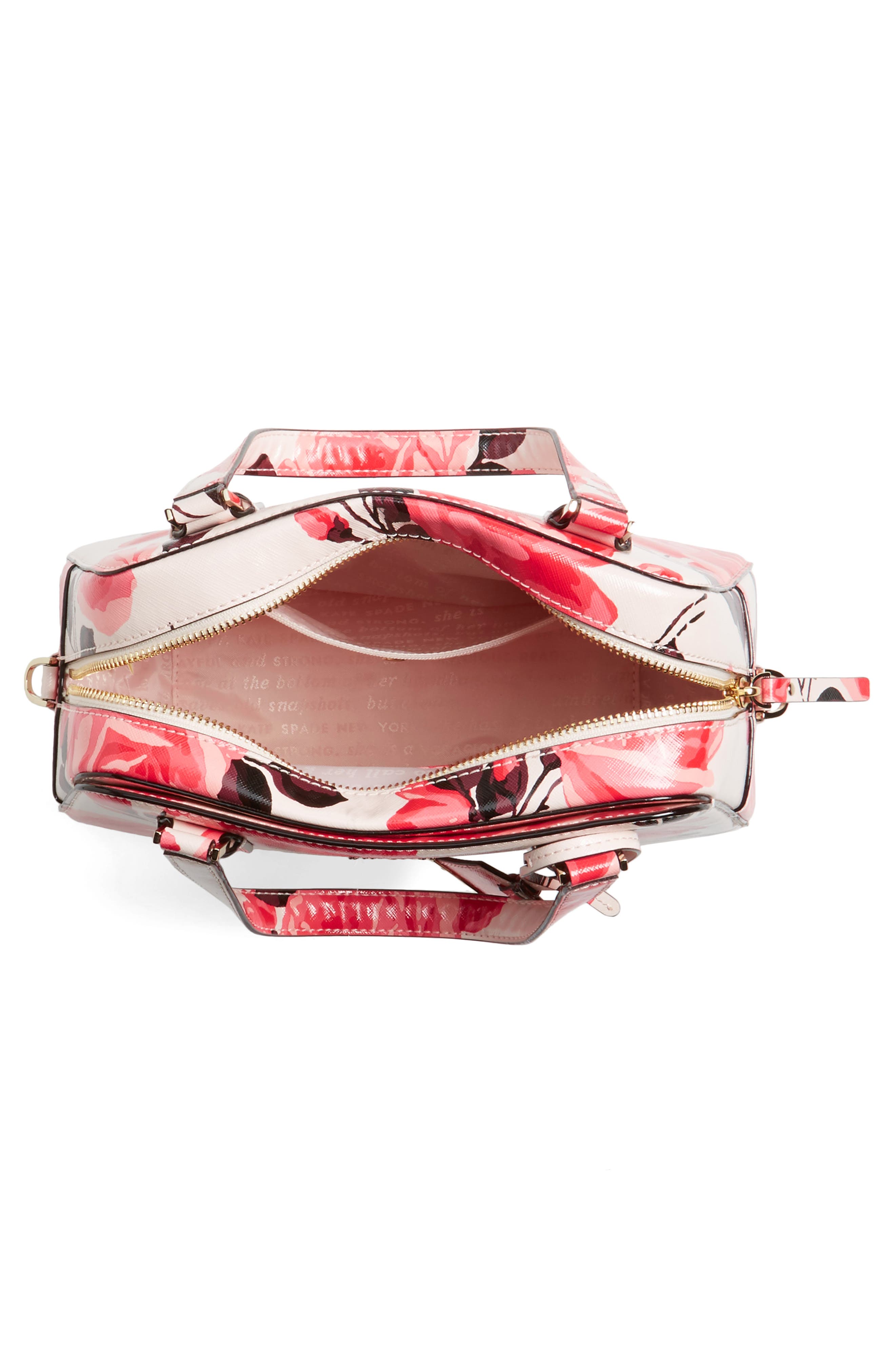 Kate Spade New York cameron street roses - little babe faux leather satchel, Alternate, color, Pink Sand Multi