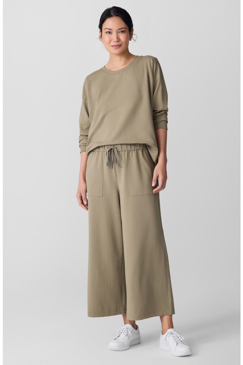 Stretch Organic Cotton Crop Wide Leg Pants, Alternate, color, TWIG