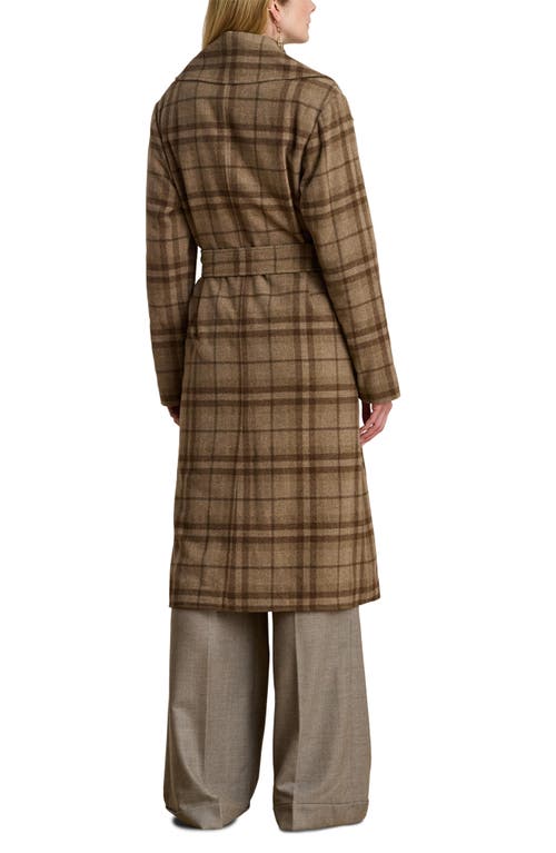 Ralph Lauren Plaid Wool-blend Twill Wrap Coat In Multi