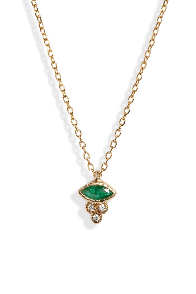 Marquise Emerald Crown Necklace, Main, color, YELLOW GOLD/ DIAMOND/ EMERALD