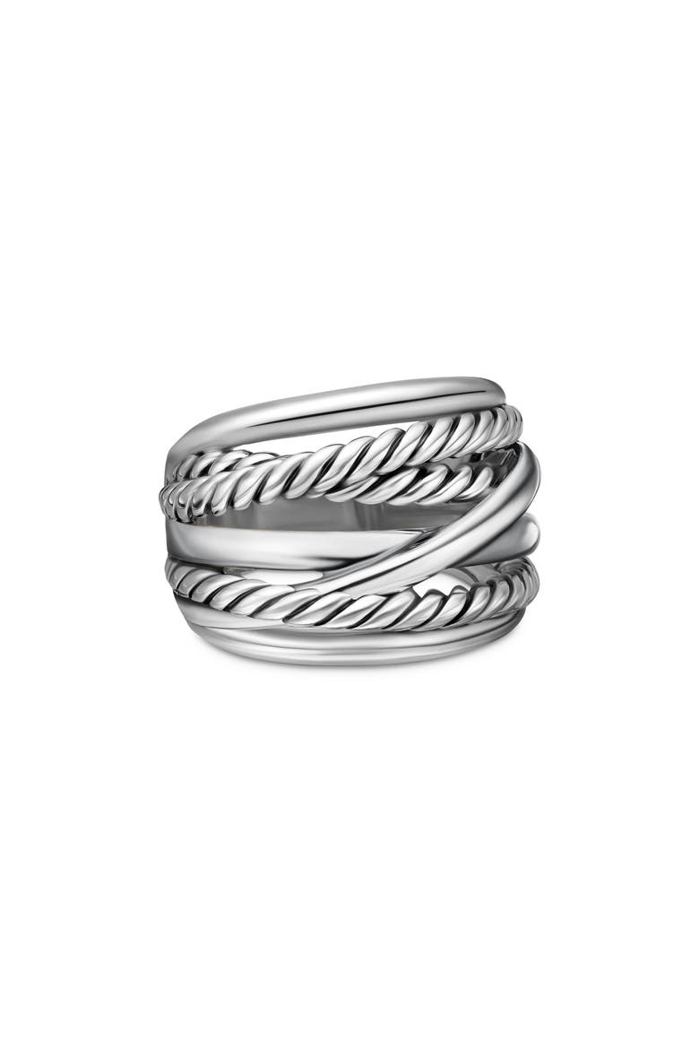 Crossover Wide Ring, Alternate, color, SILVER