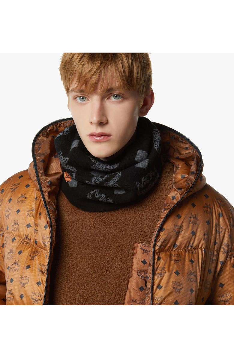 MCM Neck Warmer in Monogram Wool Jacquard, Alternate, color, Black