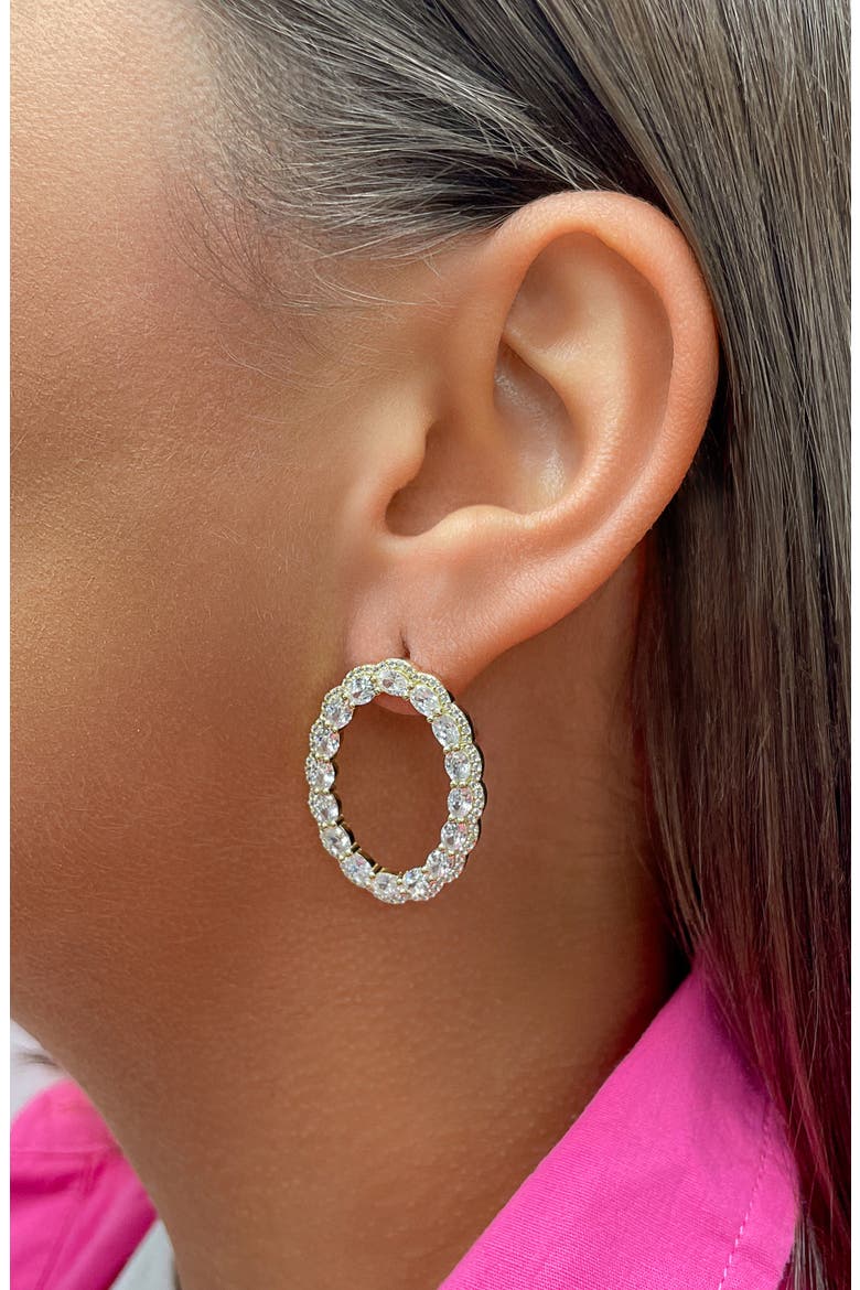 Rosario CZ Front Hoop Earrings, Alternate, color, GOLD