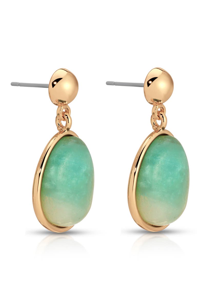Amazonite Orb Drop Earrings, Alternate, color, AMAZONITE AND GOLD