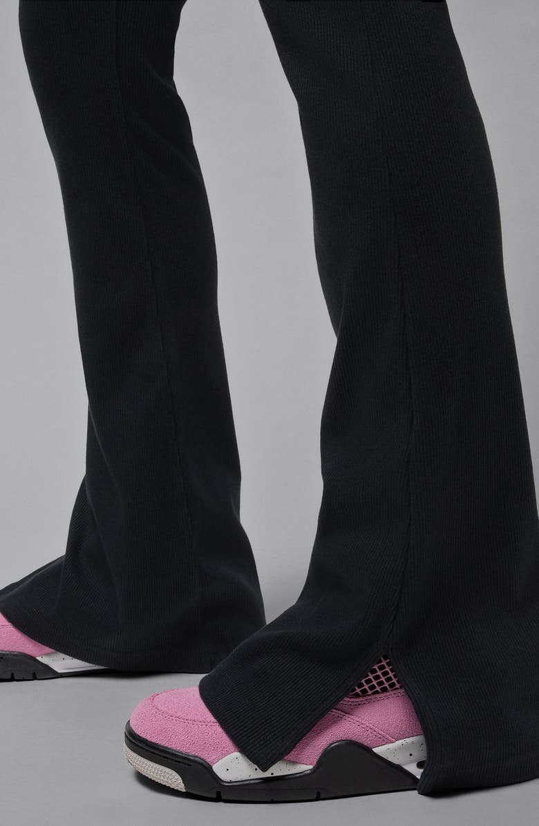 Jordan Brooklyn Essentials Rib Flare Leggings, Alternate, color, Black/ White