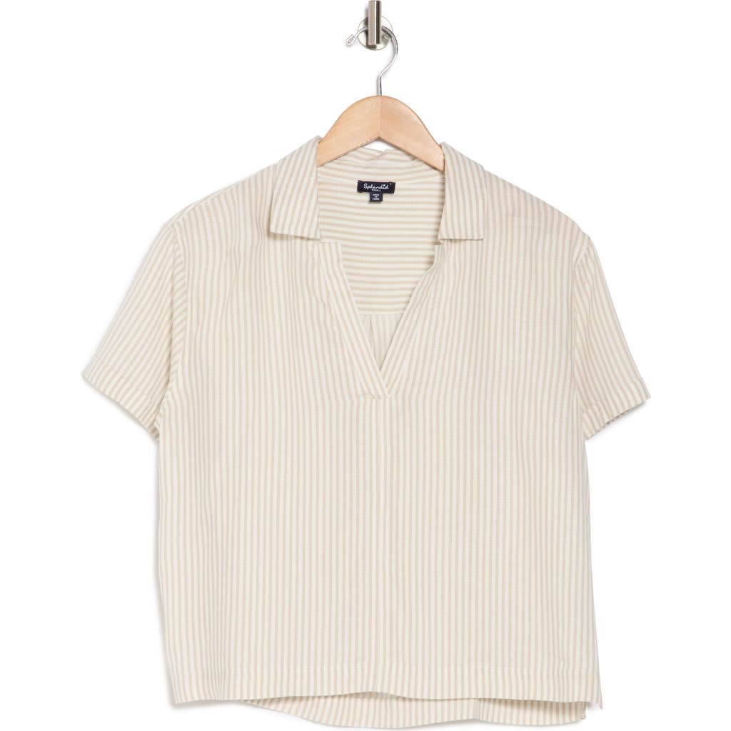 Splendid Kailyn Stripe Boxy Top In Almond Stripe