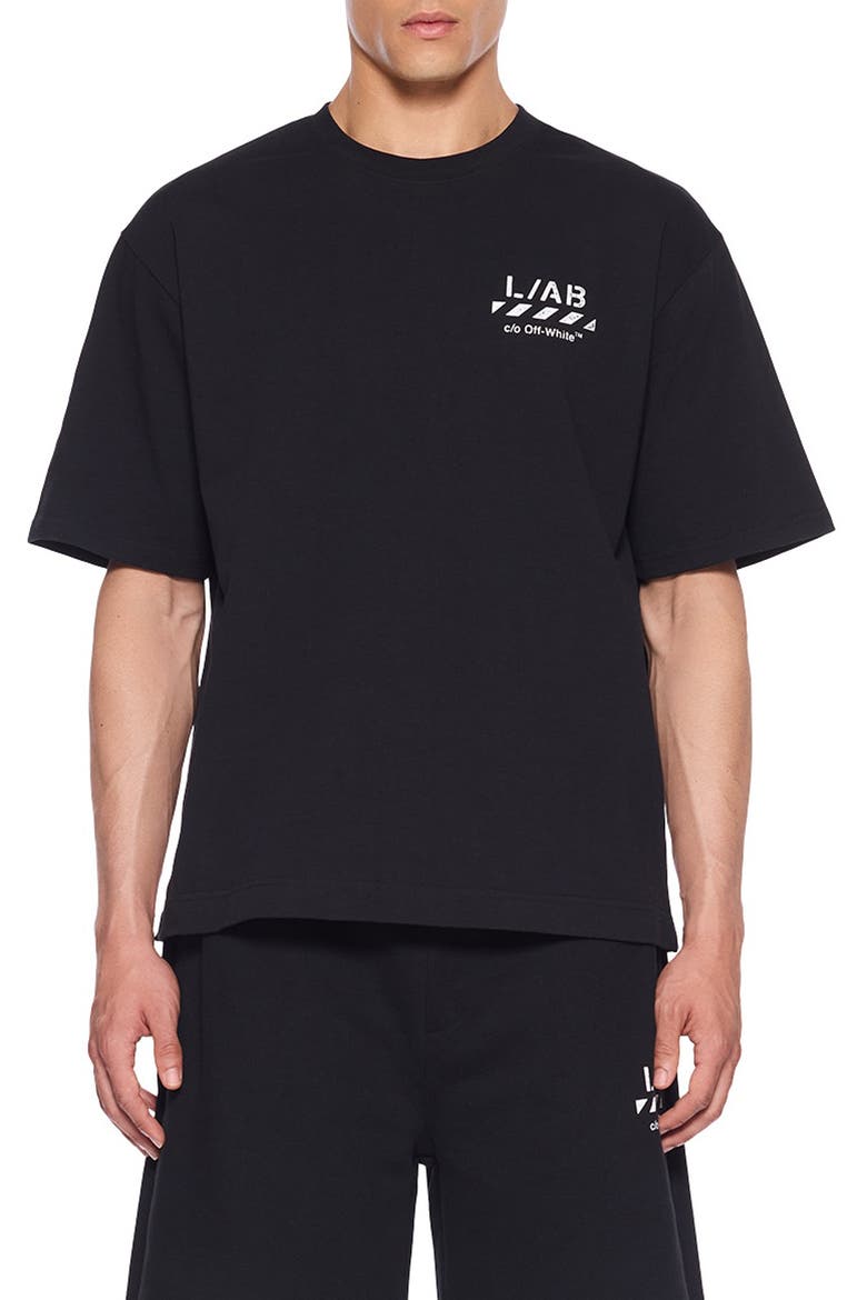 Diagonal Stripe Logo Graphic T-Shirt, Main, color, BLACK