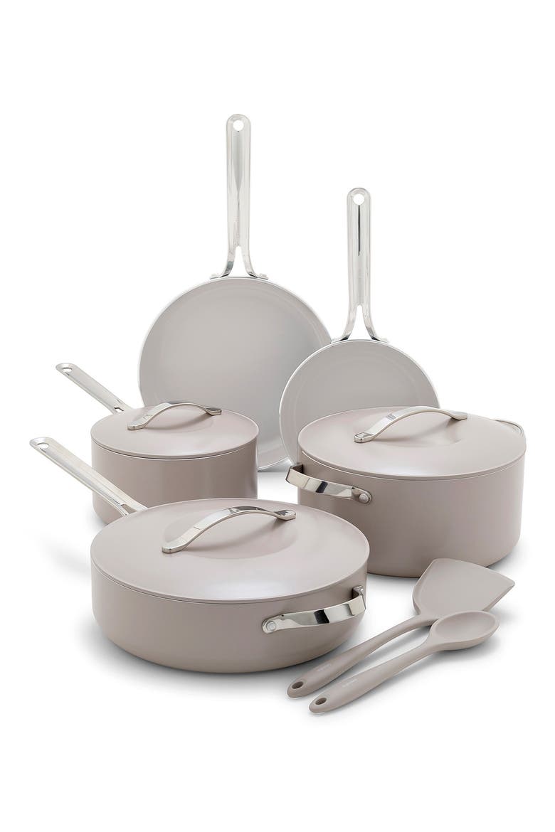 Nova 10-Piece Ceramic Nonstick Cookware Set, Main, color, GREY