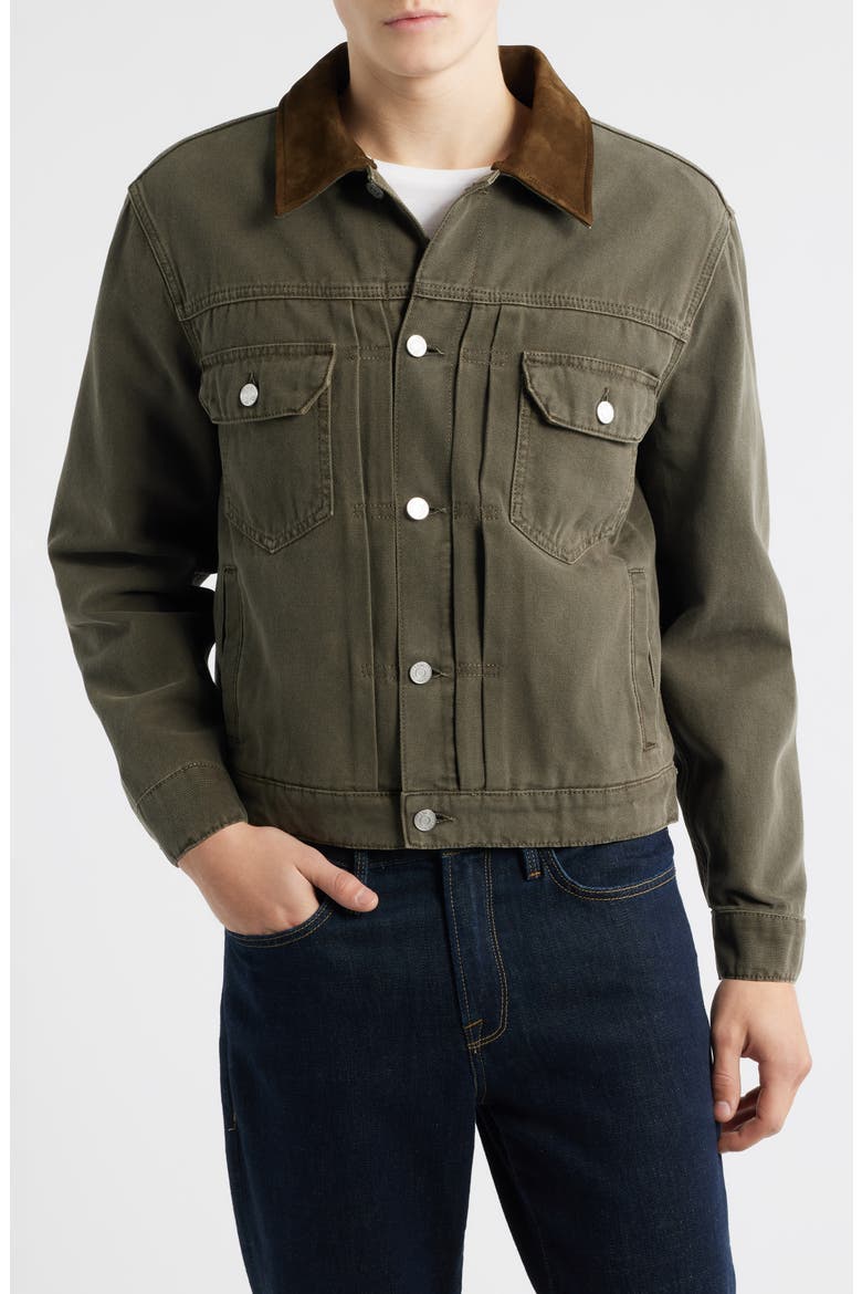Cotton Canvas Trucker Jacket, Alternate, color, ANTIQUE DARK OLIVE